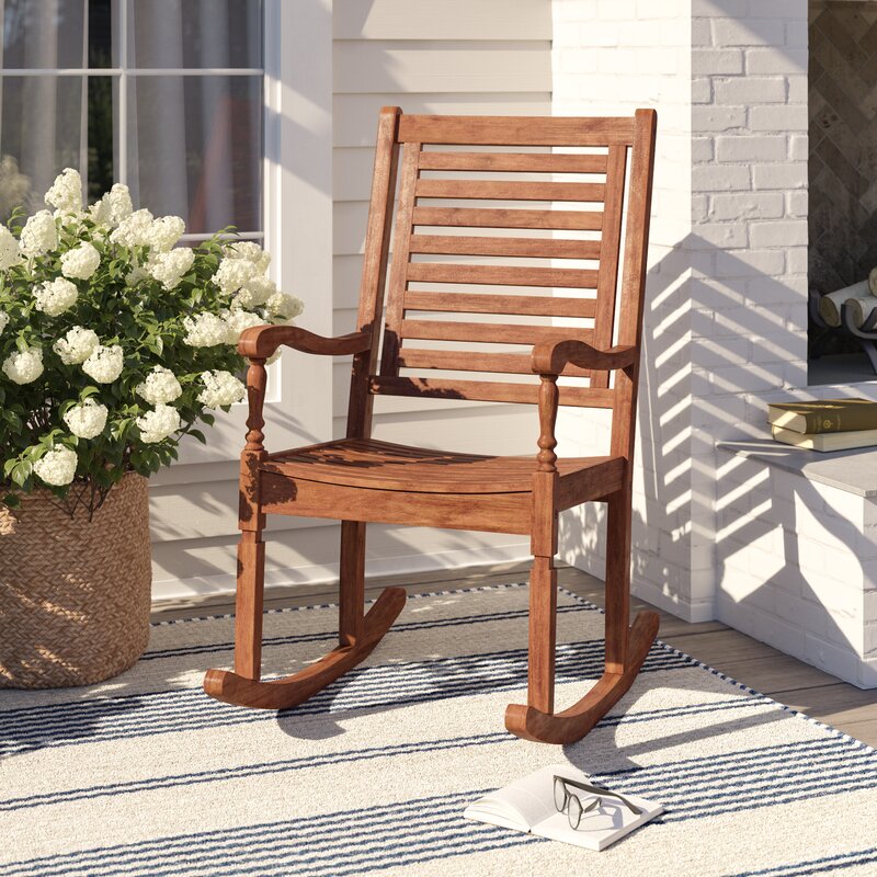 Jarrard solid acacia wood patio rocking chair